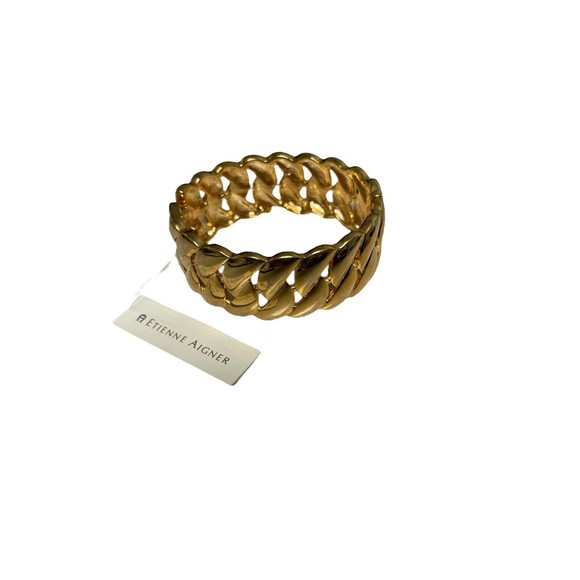 Etienne Aigner Gold Hinged Large Cuff Bracelet Size NWT - Picture 2 of 6